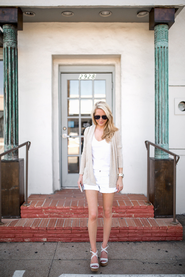 white jean shorts nordstrom paige denim cutoff outfit