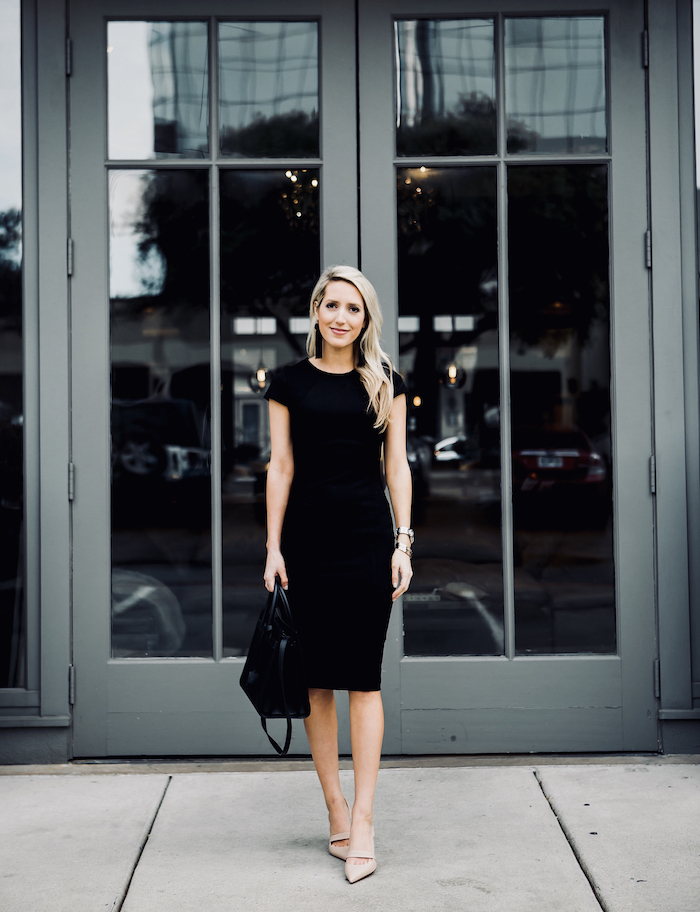 classic black work dress