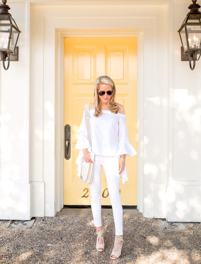 WHITE RUFFLED SLEEVE BLOUSE | Krystal Schlegel