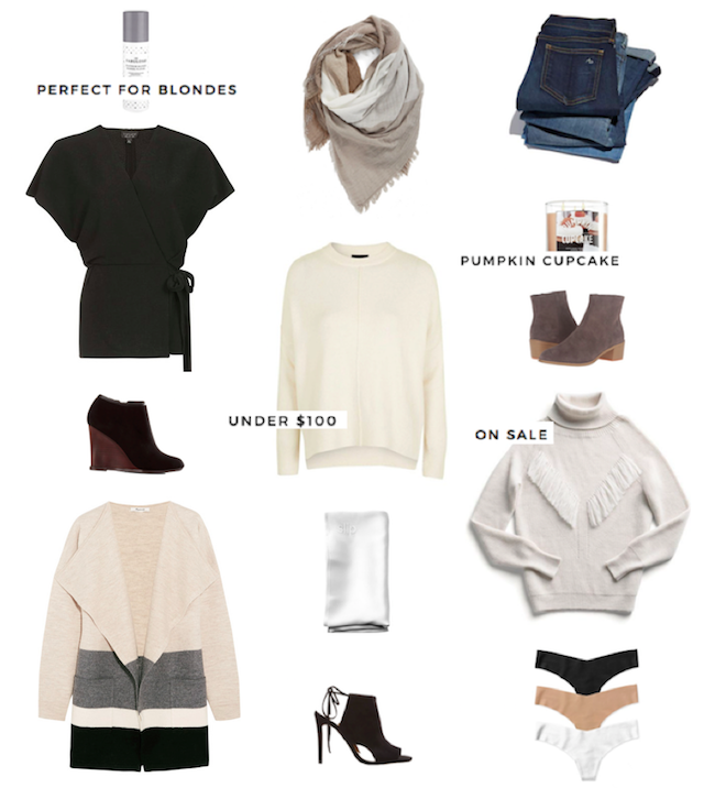 Fall Basics, cozy sweaters, jeans, and scarves in neutral colors