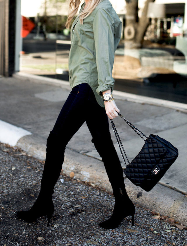 ARMY GREEN BUTTON DOWN | Krystal Schlegel