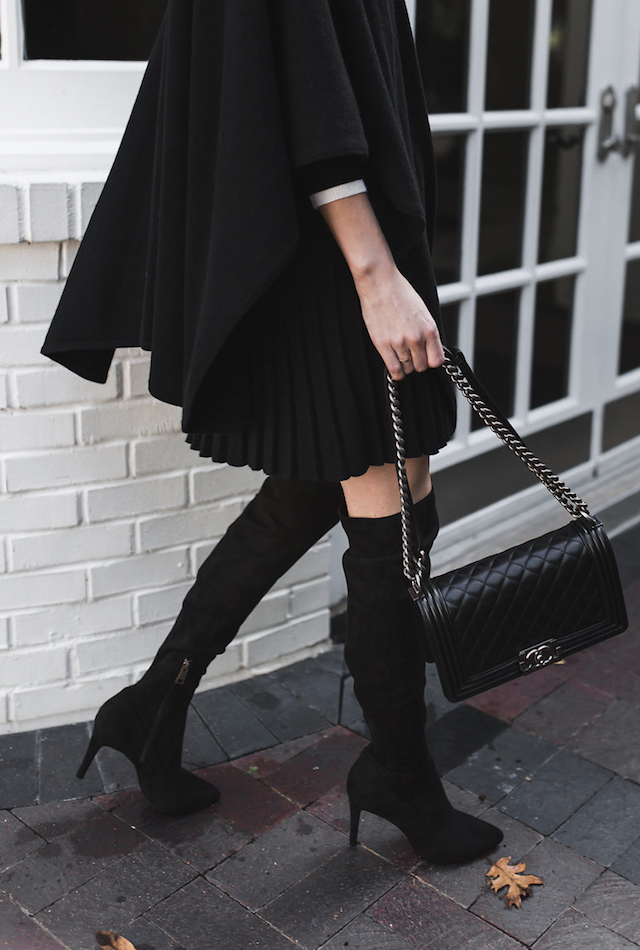 Sweater dresses and black over the knee boots for fall