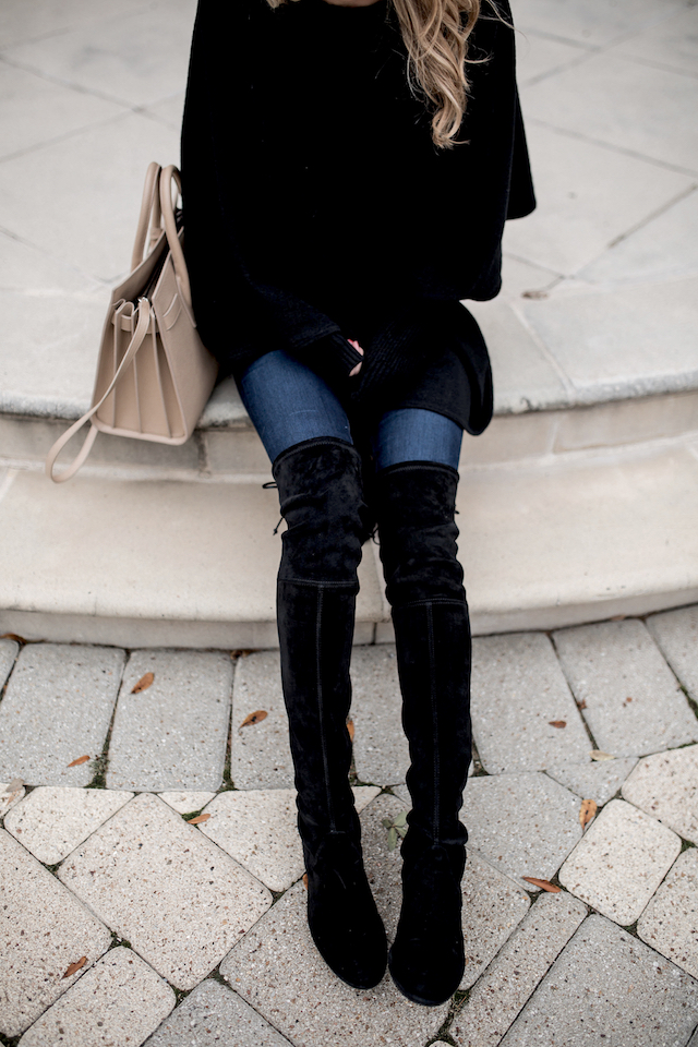 Chilly Days: Cashmere cape and over the knee boots