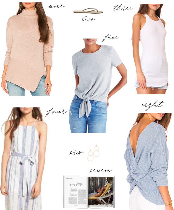 Wearing fall sweaters, easy tie front tees and casual summer dresses