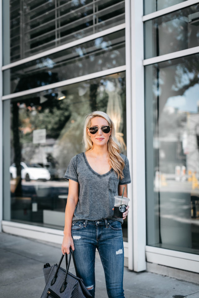 Casual weekend outfit - favorite ripped jeans and new planner