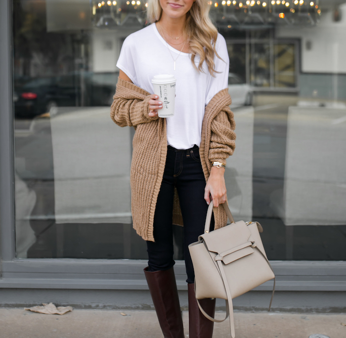 Casual Fall outfits and a cozy cardigan under $50 from boohoo