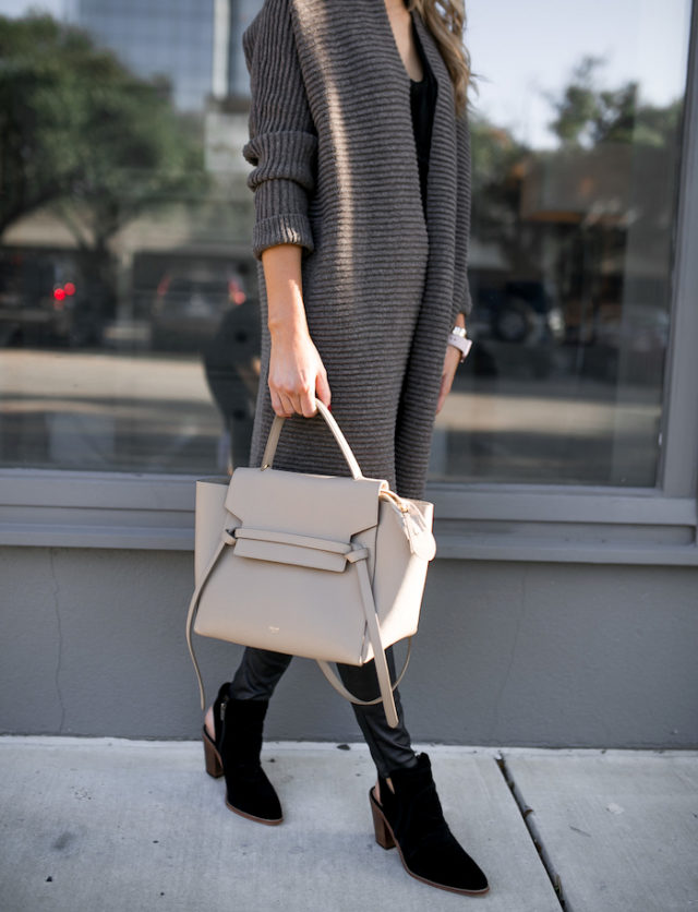 Leather Leggings and madewell sweater coat from nordstrom