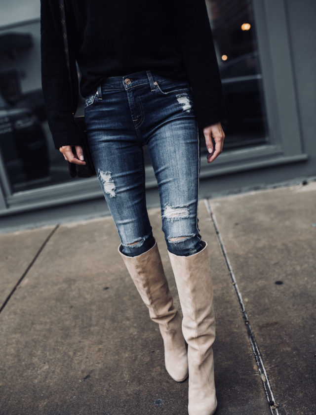 HOW TO WEAR RIPPED JEANS FOR WINTER | Krystal Schlegel