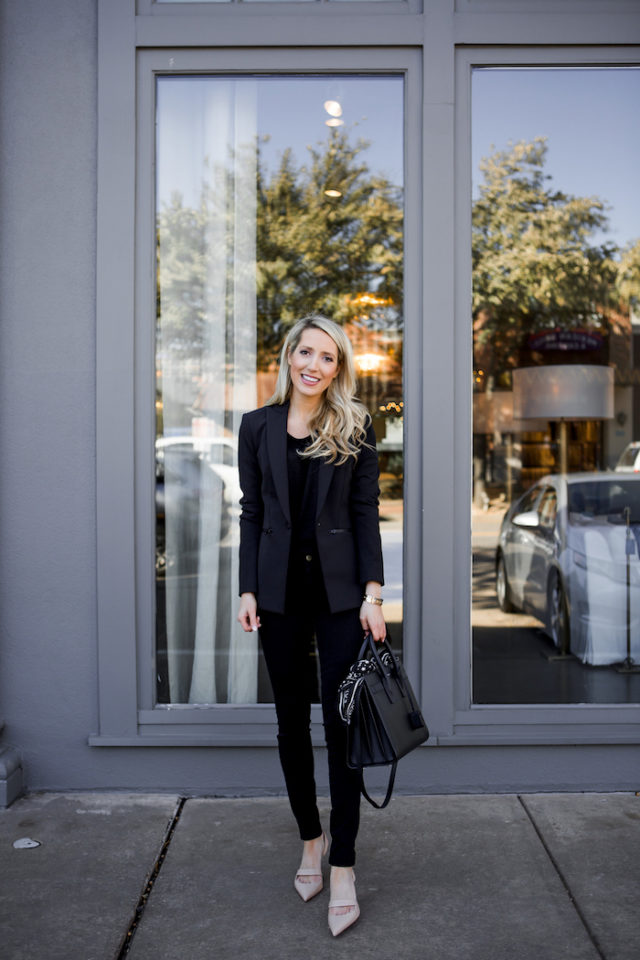 office outfit ideas - veronica beard scuba blazer and frame le color ...
