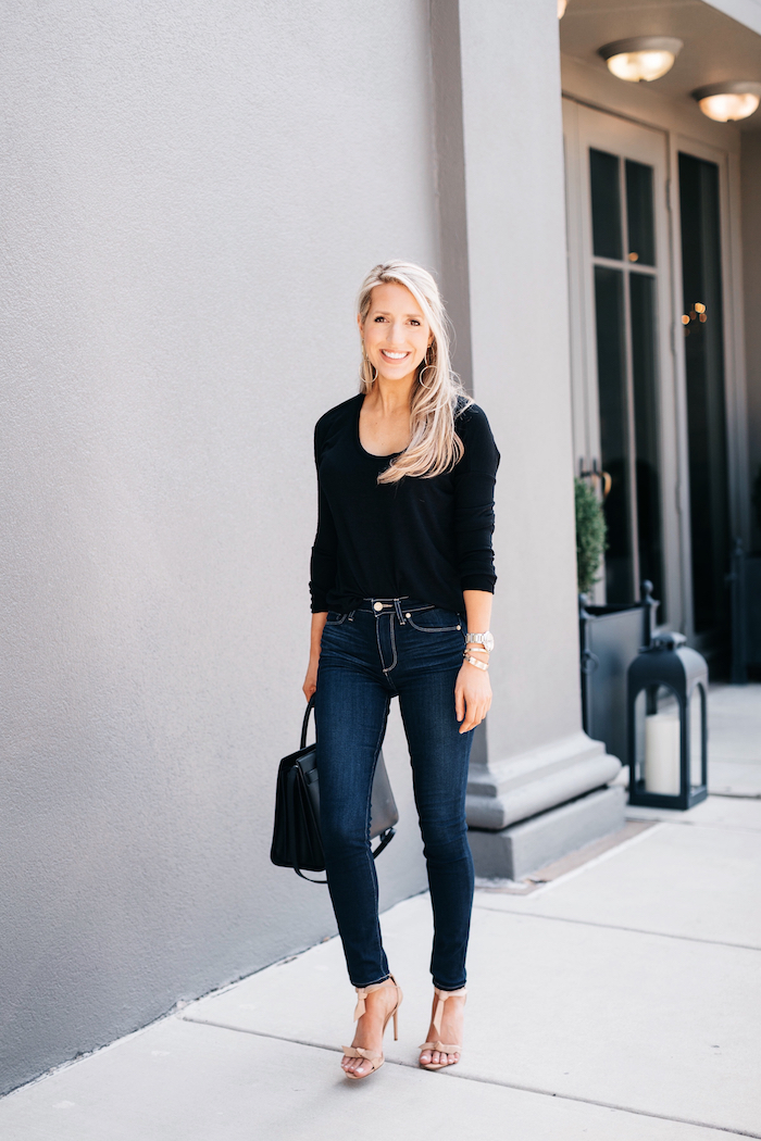 Nordstrom card early access sale outfit - paige jeans and rag and bone tee