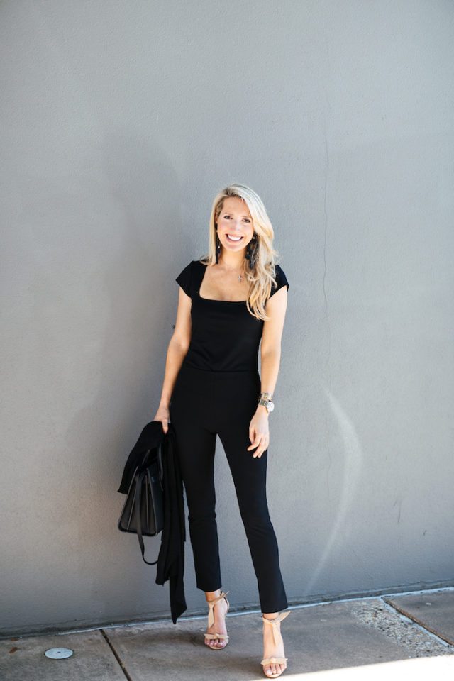 Black pants for work and out - free people bodysuit