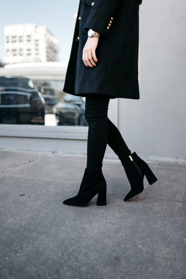 Holiday blog content - Gucci coat and Vince Camuto boots