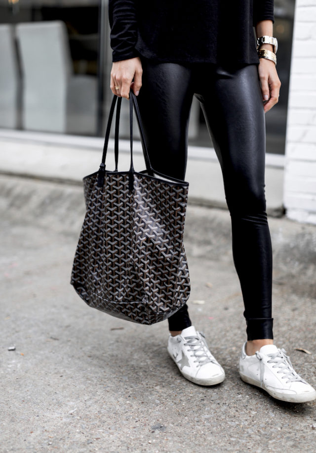 How to style the faux leather commando leggings for the weekend