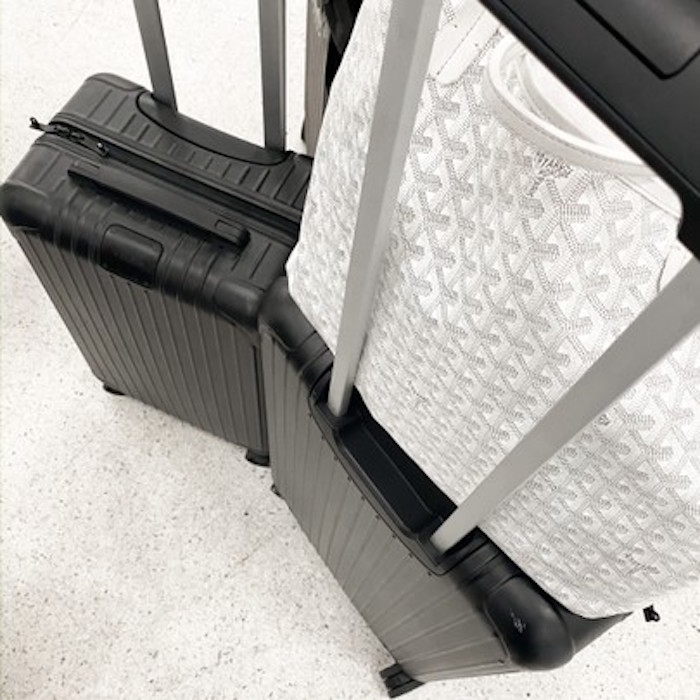 Rimowa carry on and travel bags and Goyard GM tote