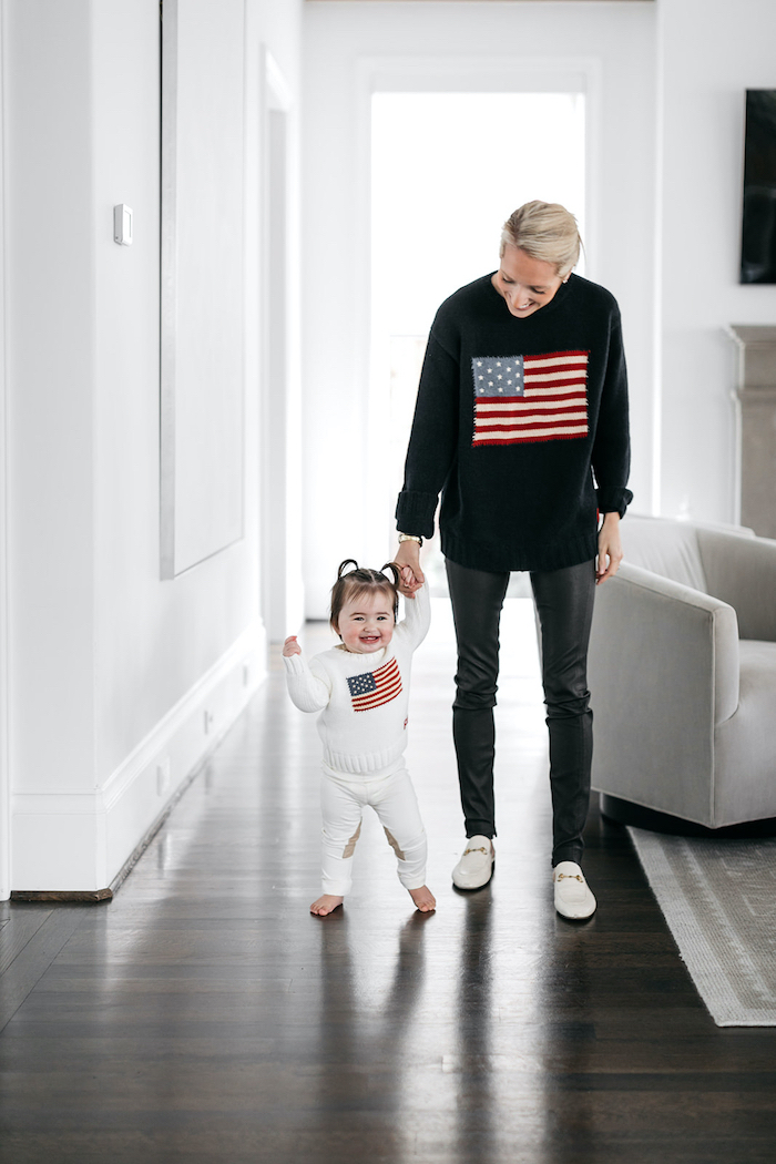 4th of july Ralph Lauren flag sweaters - mommy and me outfits