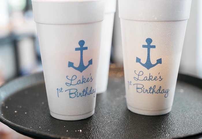 custom party cups - nautical themed birthday party