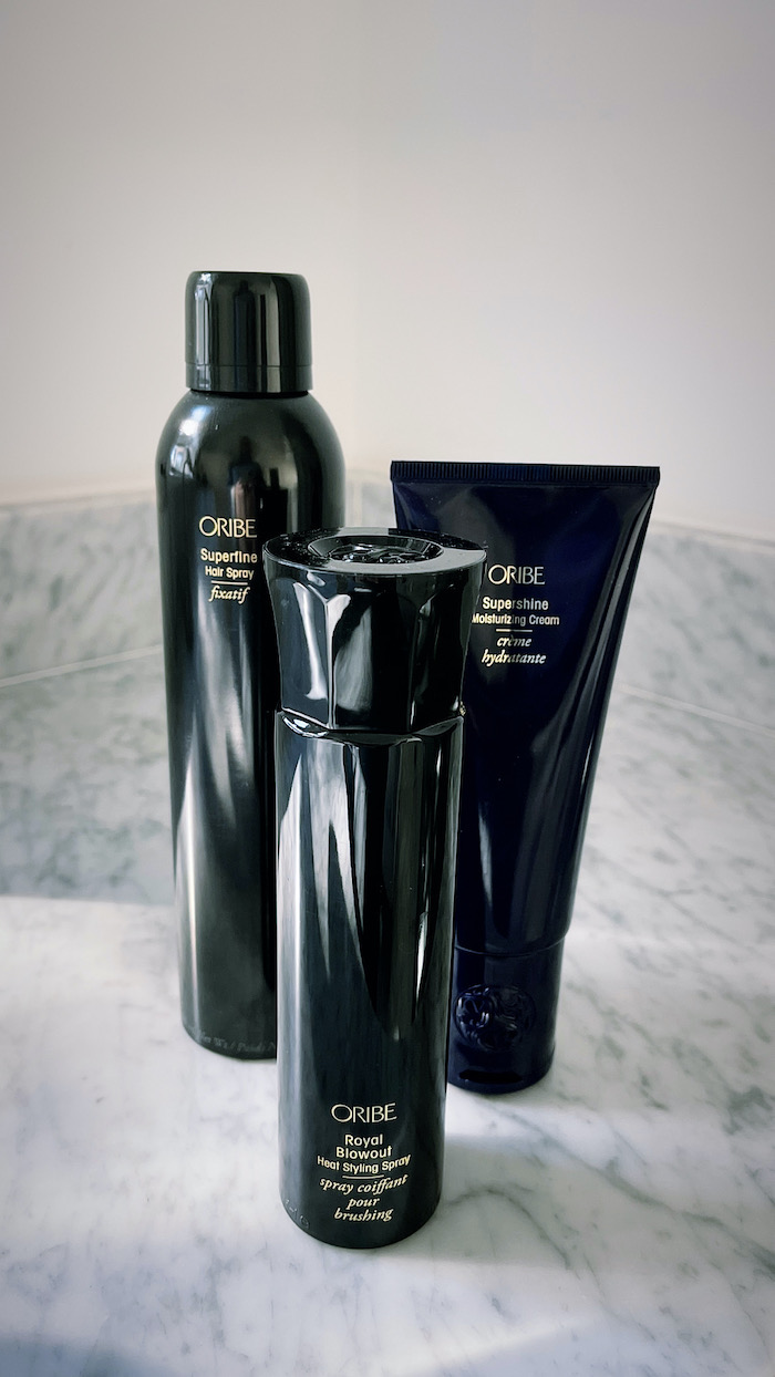 Oribe Royal blowout spray and Gold lust shampoo and conditioner